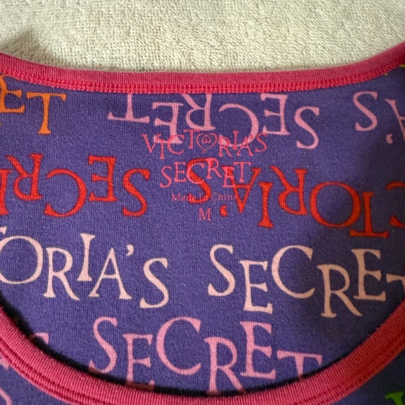 Victoria's Secret Logo Night Shirt Pajamas Long/Short Sleeve Cotton Sz M - Picture 10 of 14